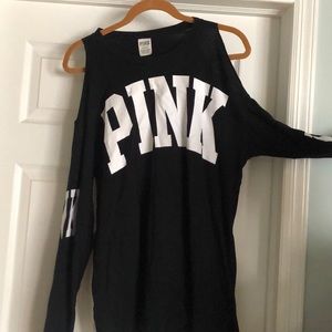 Pink long sleeve cold shoulder